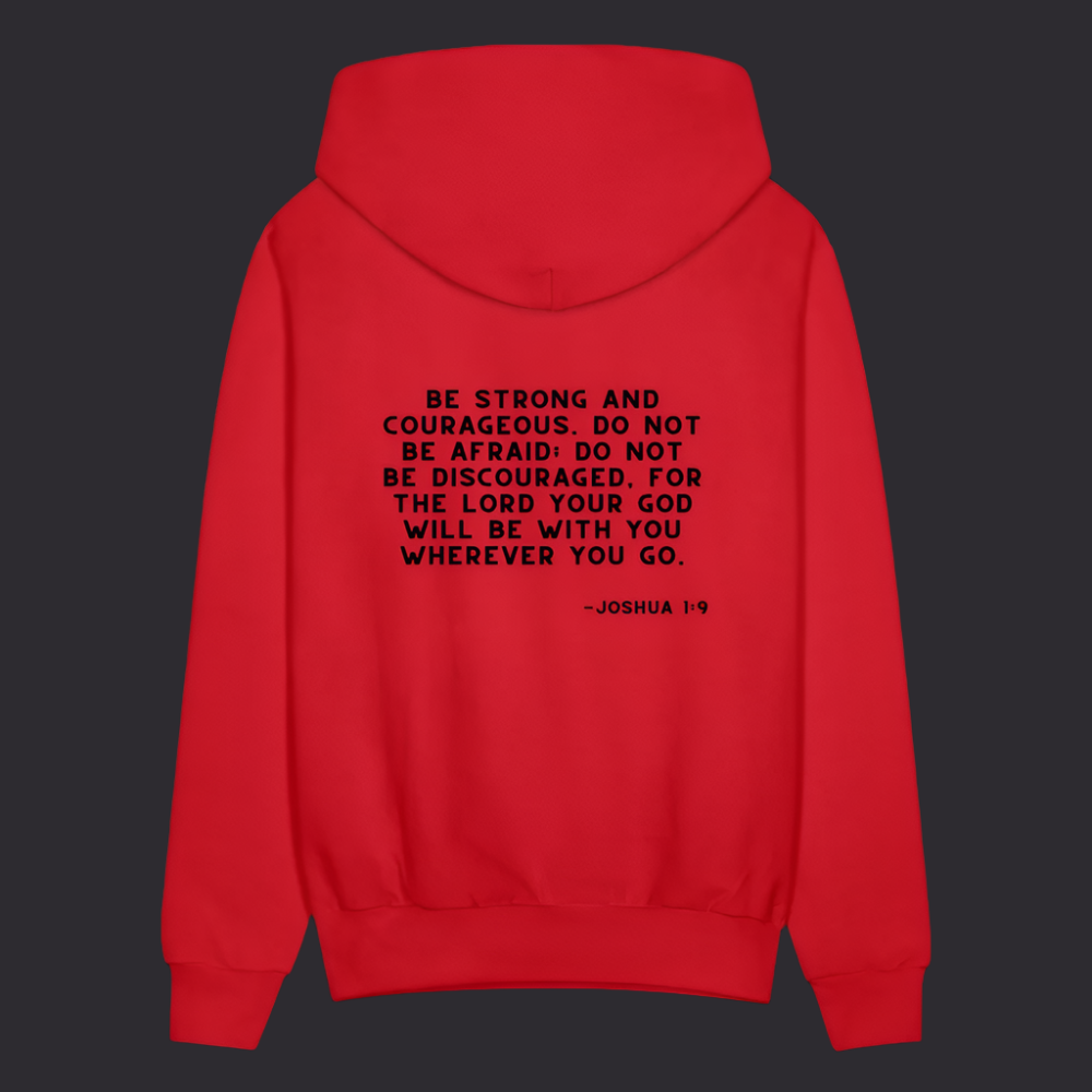 'Be Strong and Courageous' Classic Red Hoodie Strive Collection - red