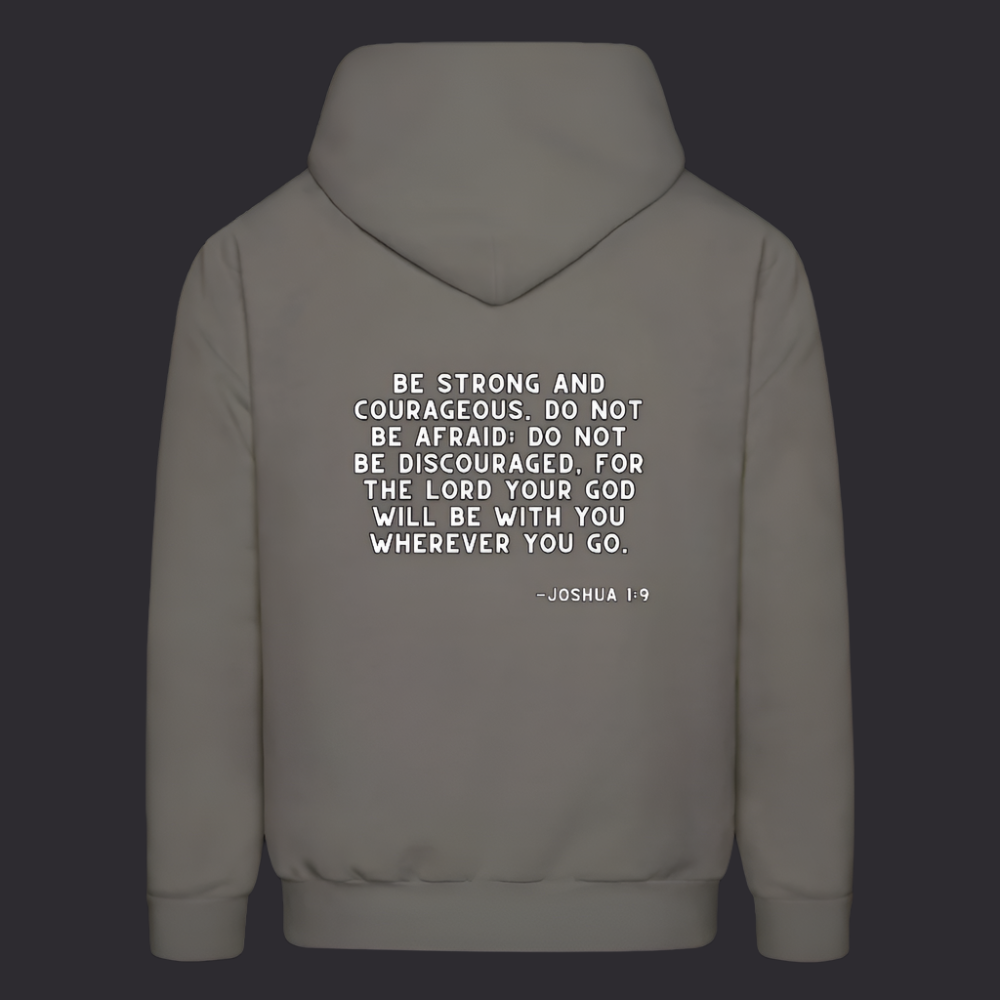 'Be Strong and Courageous' Asphalt Gray Hoodie Strive Collection - asphalt gray