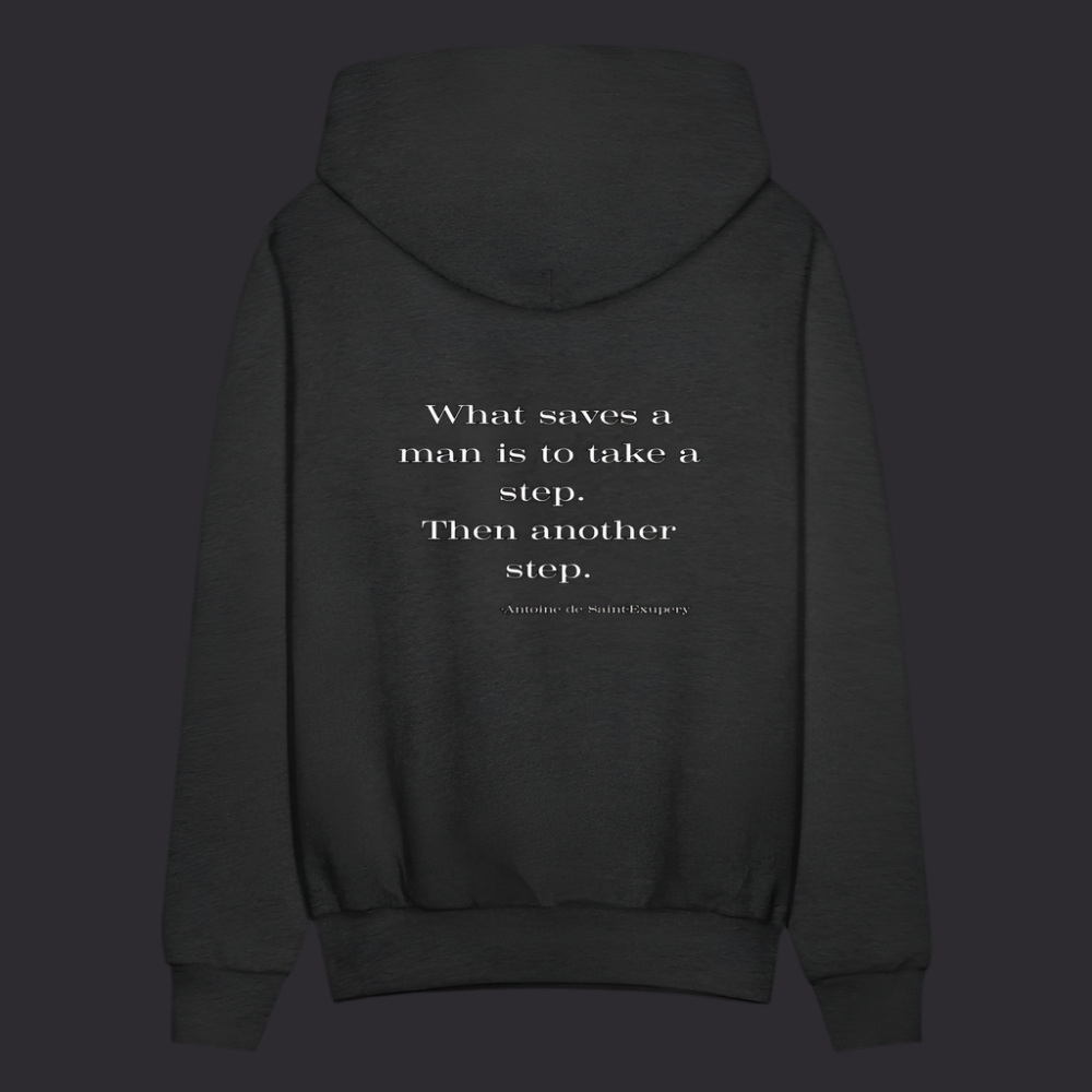 'What saves a man' Charcoal Gray Hoodie Survive Collection - charcoal grey