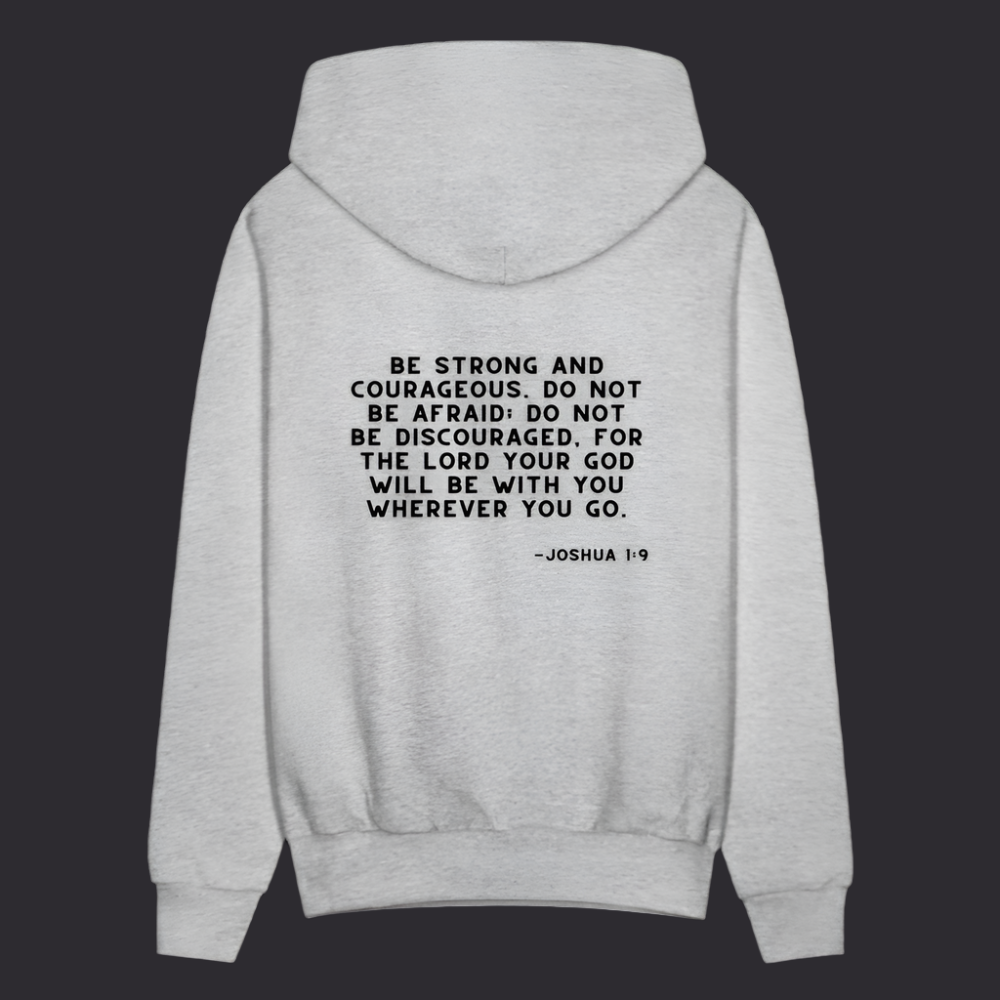 'Be Strong and Courageous' Classic Gray Hoodie Strive Collection - heather gray