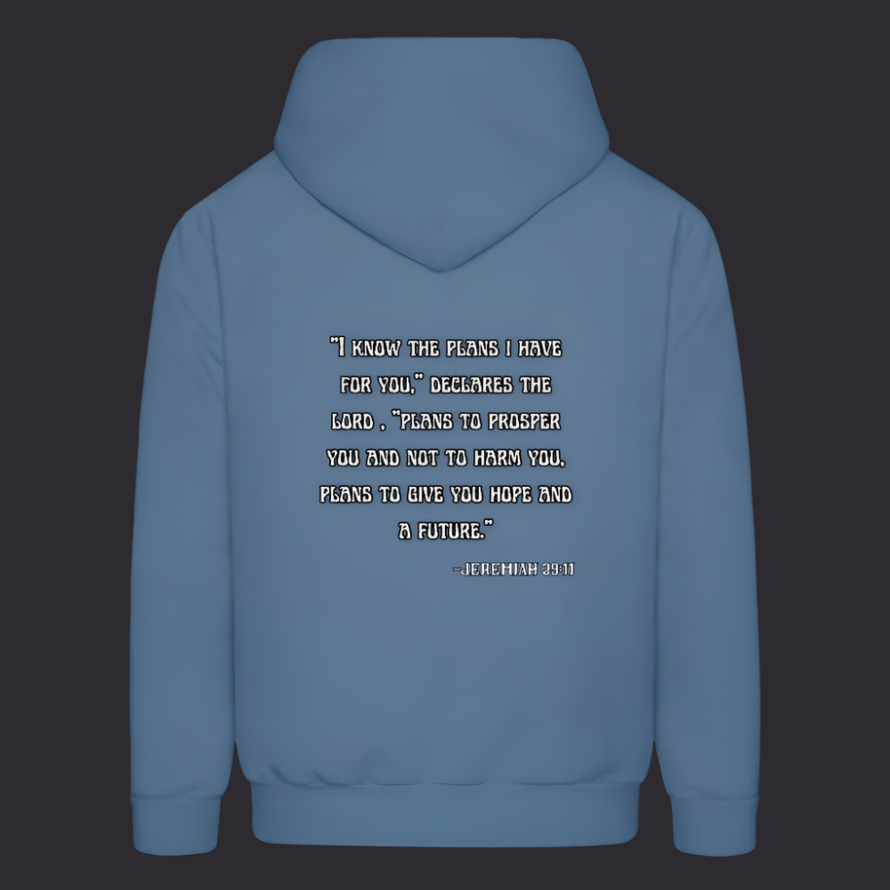 'I know the plans' Denim Blue Hoodie Thrive Collection - denim blue