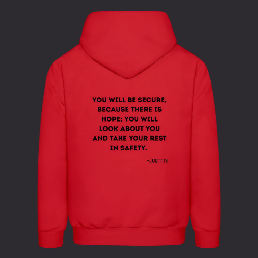 'You will be secure' Classic Red Hoodie Strive Collection - red