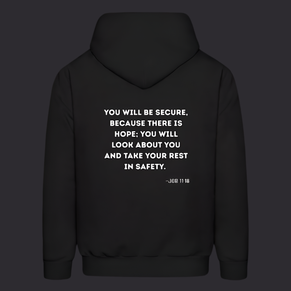 'You will be secure' Classic Black Hoodie Strive Collection - black