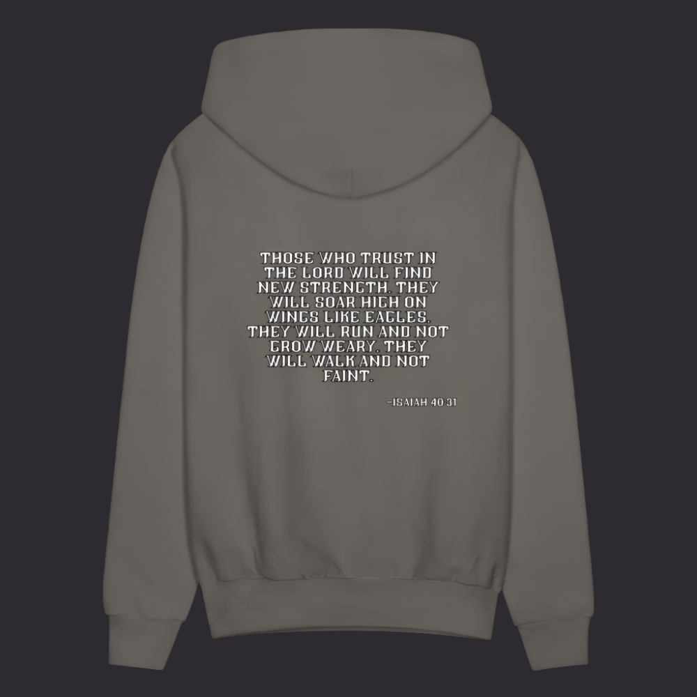 'Trust in the Lord' Asphalt Gray Hoodie Strive Collection - asphalt gray