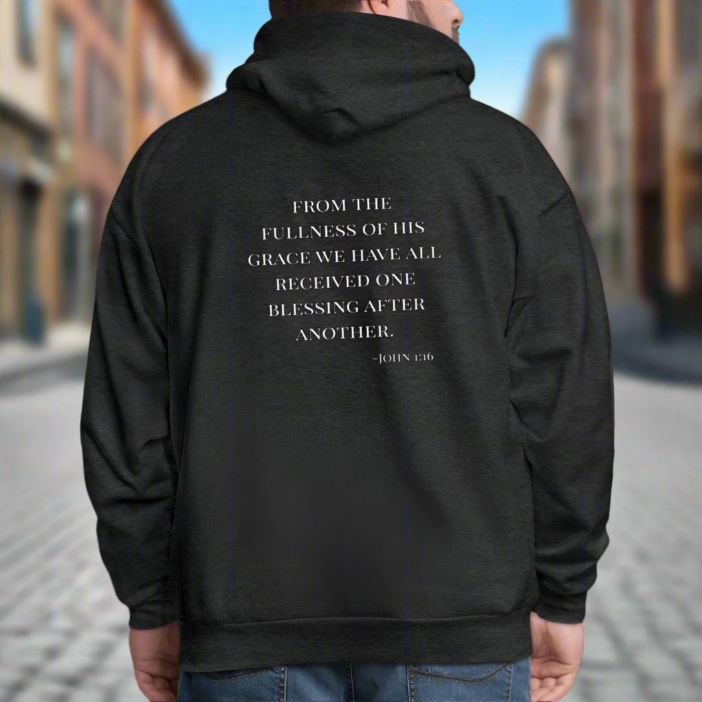 'Fullness of his Grace' Charcoal Gray Hoodie Thrive Collection - charcoal grey
