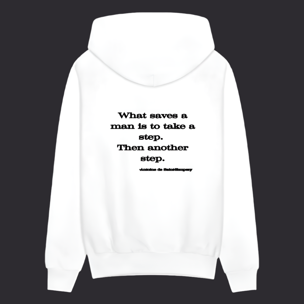 'What saves a man' White Hoodie Survive Collection - white