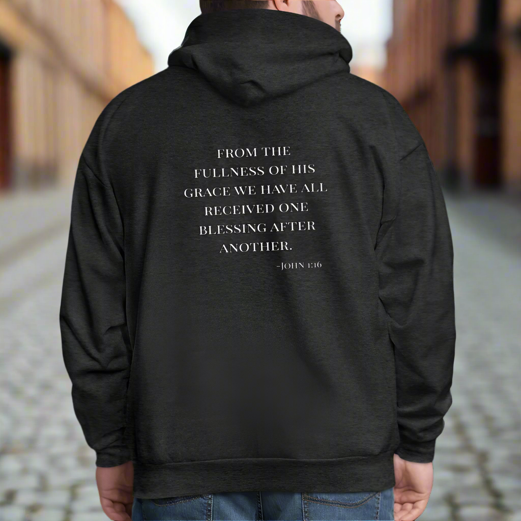 'Fullness of his Grace' Charcoal Gray Hoodie Thrive Collection - charcoal grey
