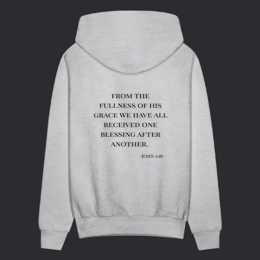 'Fullness of his Grace' Classic Gray Hoodie Thrive Collection - heather gray