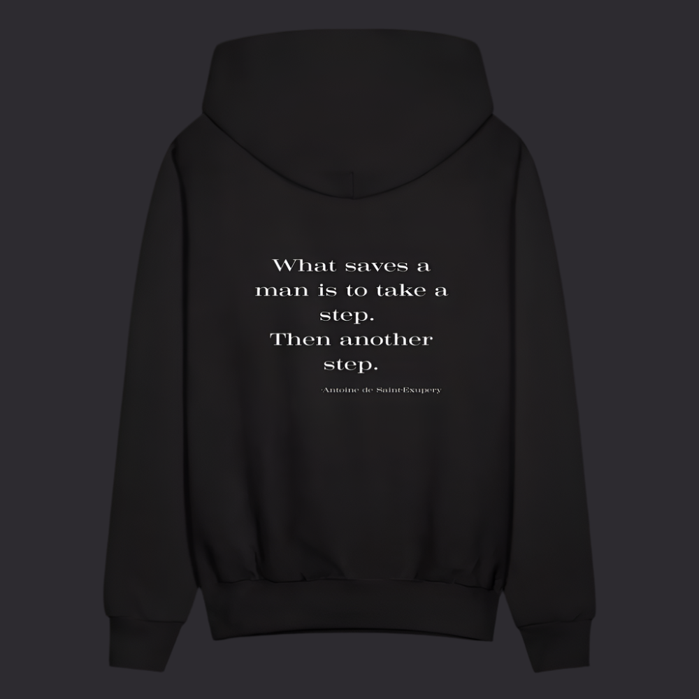 'What saves a man' Classic Black Hoodie Survive Collection - black