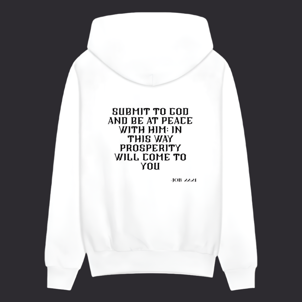 'Submit to God' Classic White Hoodie Strive Collection - white