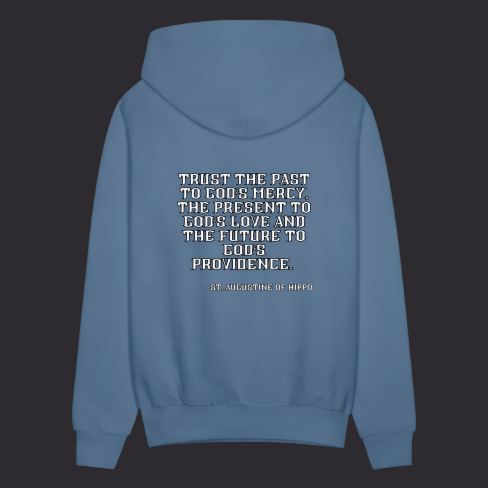 'Trust the Past' Denim Blue Hoodie Thrive Collection - denim blue
