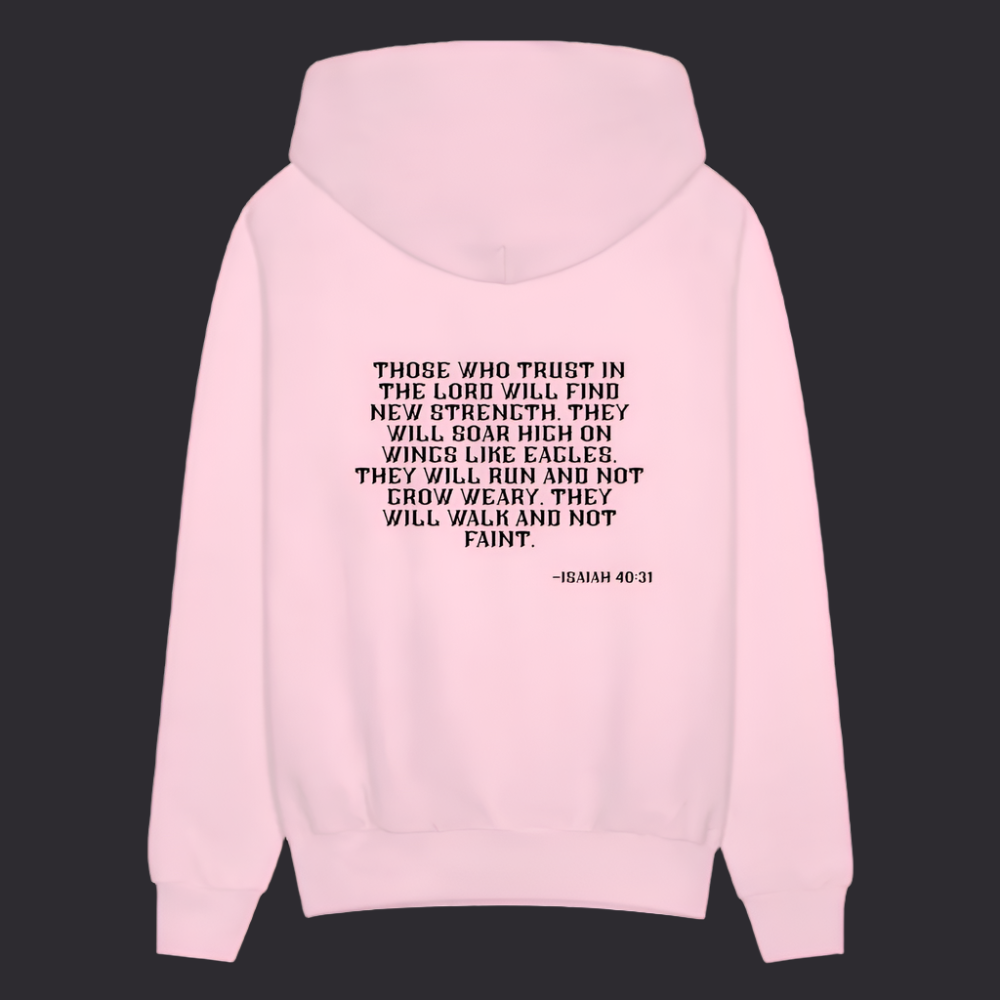 'Trust in the Lord' Pink Hoodie Strive Collection - pale pink