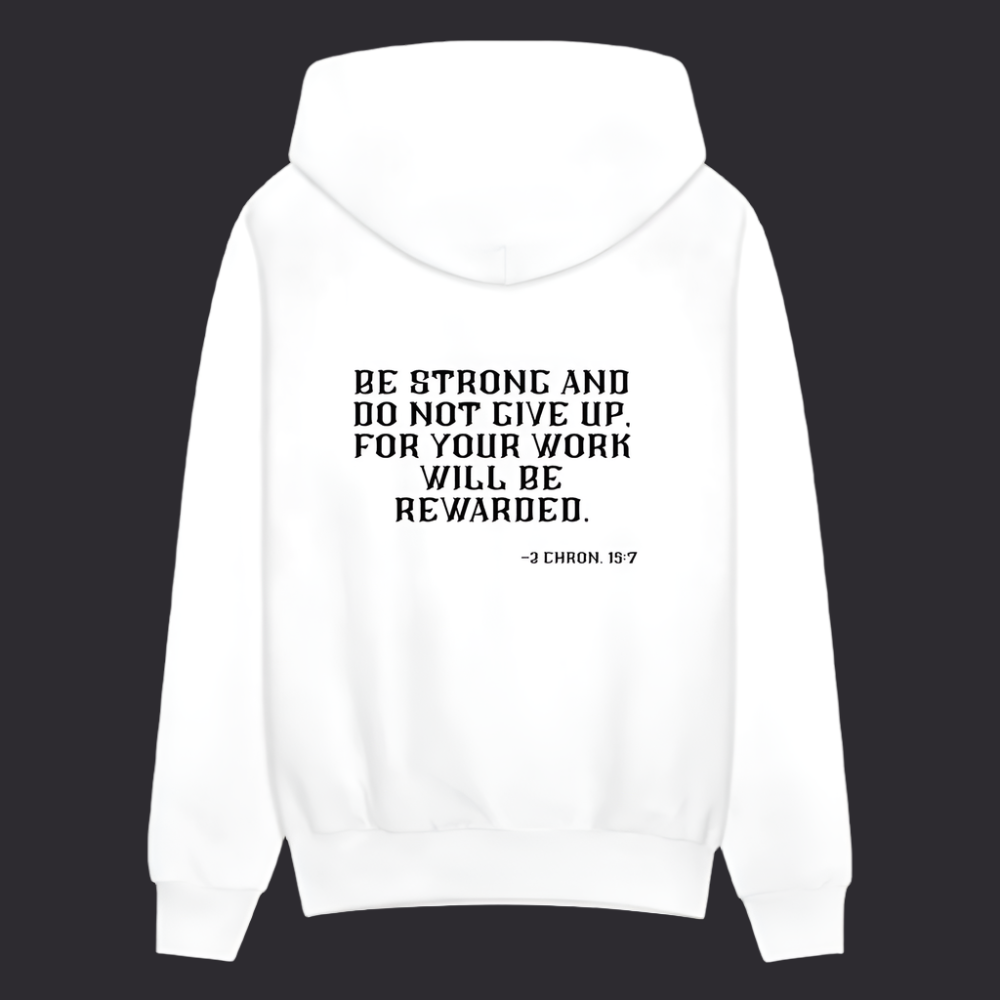 'Be Strong' Classic White Hoodie Survive Collection - white