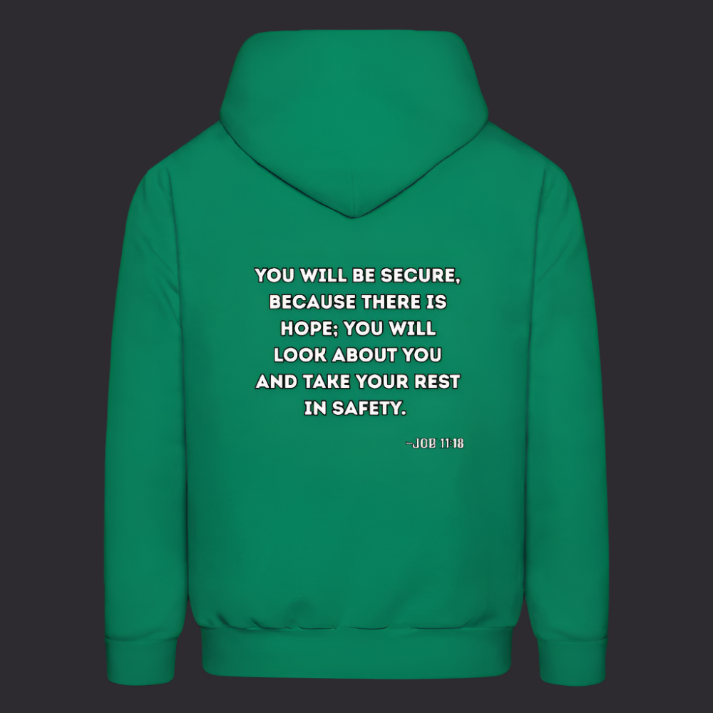 'You will be secure' Kelly Green Hoodie Strive Collection - kelly green