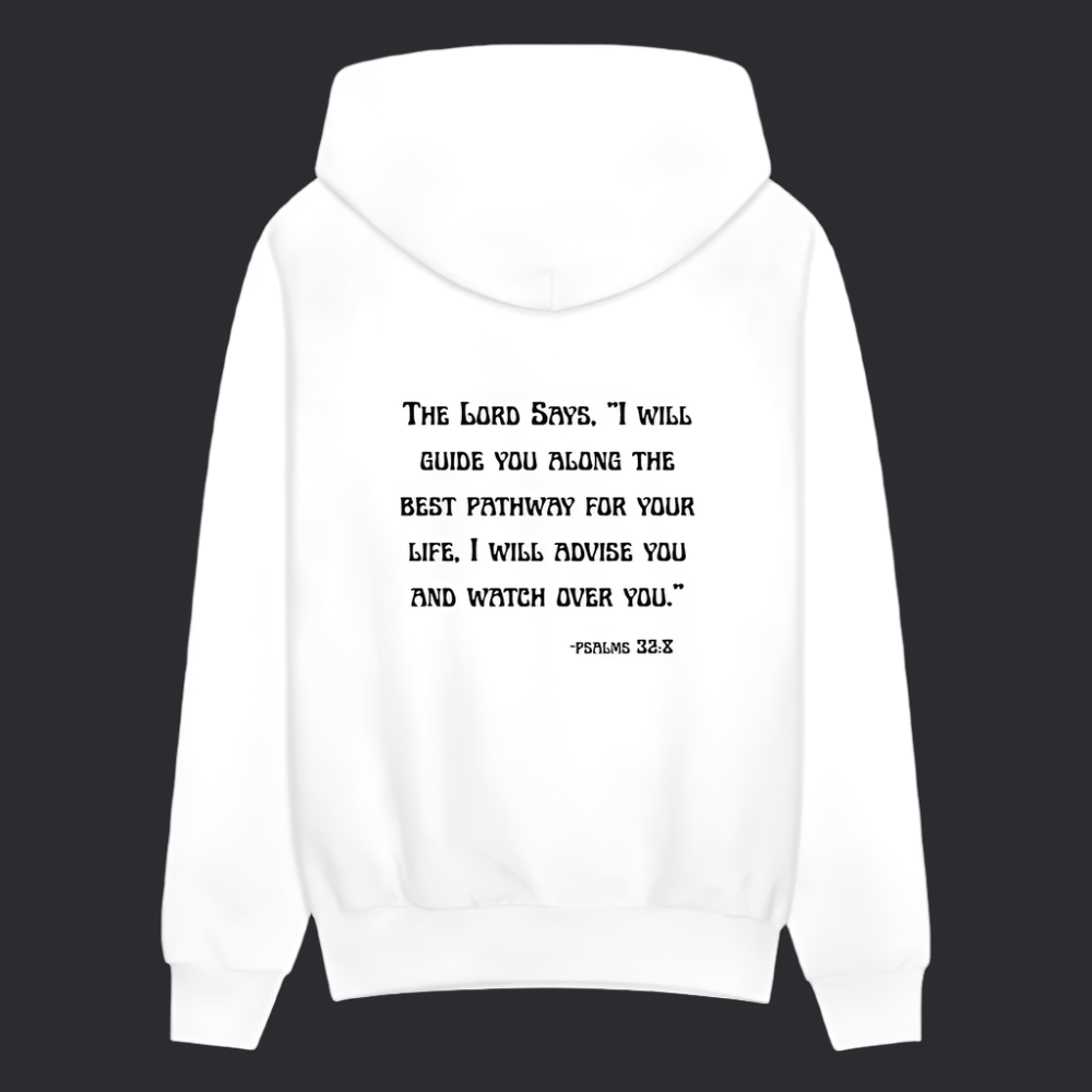 'I will guide you' Classic White Hoodie Thrive Collection - white