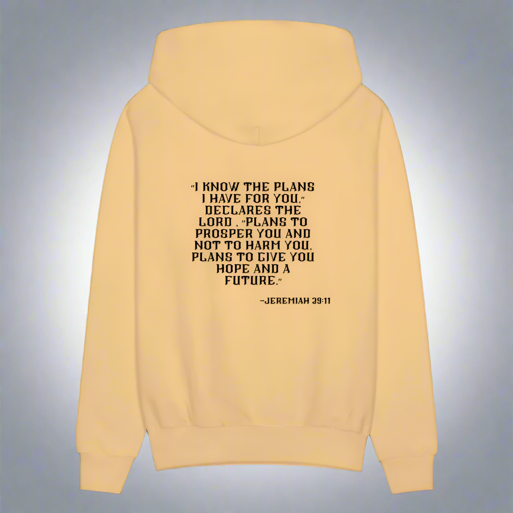 'I know the plans' Light Gold Hoodie Thrive Collection - light gold 