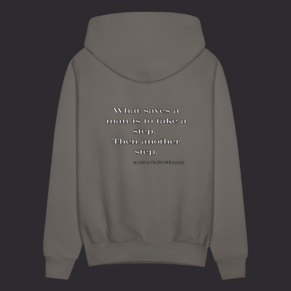 'What saves a man' Asphalt Gray Hoodie Survive Collection - asphalt gray
