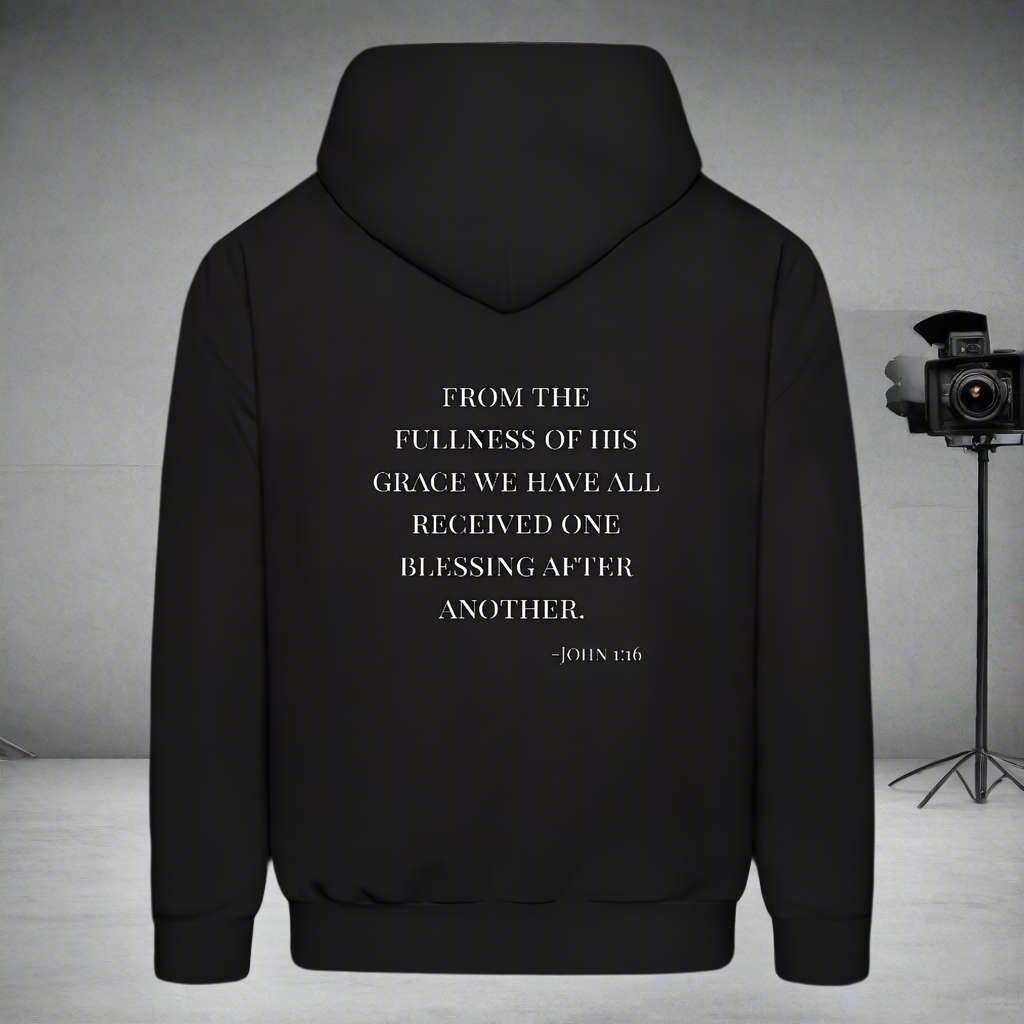 'Fullness of his Grace' Classic Black Hoodie Thrive Collection - black