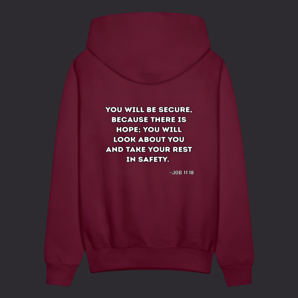 'You will be secure' Burgundy Hoodie Strive Collection - burgundy