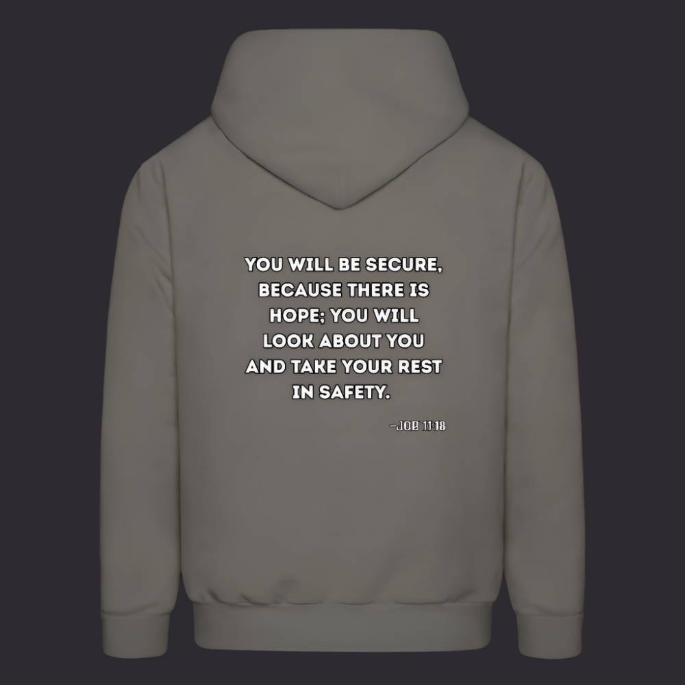 'You will be secure' Asphalt Gray Hoodie Strive Collection - asphalt gray