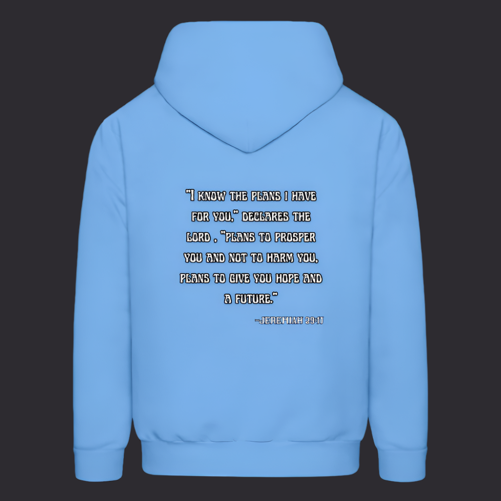 'I know the plans' Carolina Blue Hoodie Thrive Collection - carolina blue