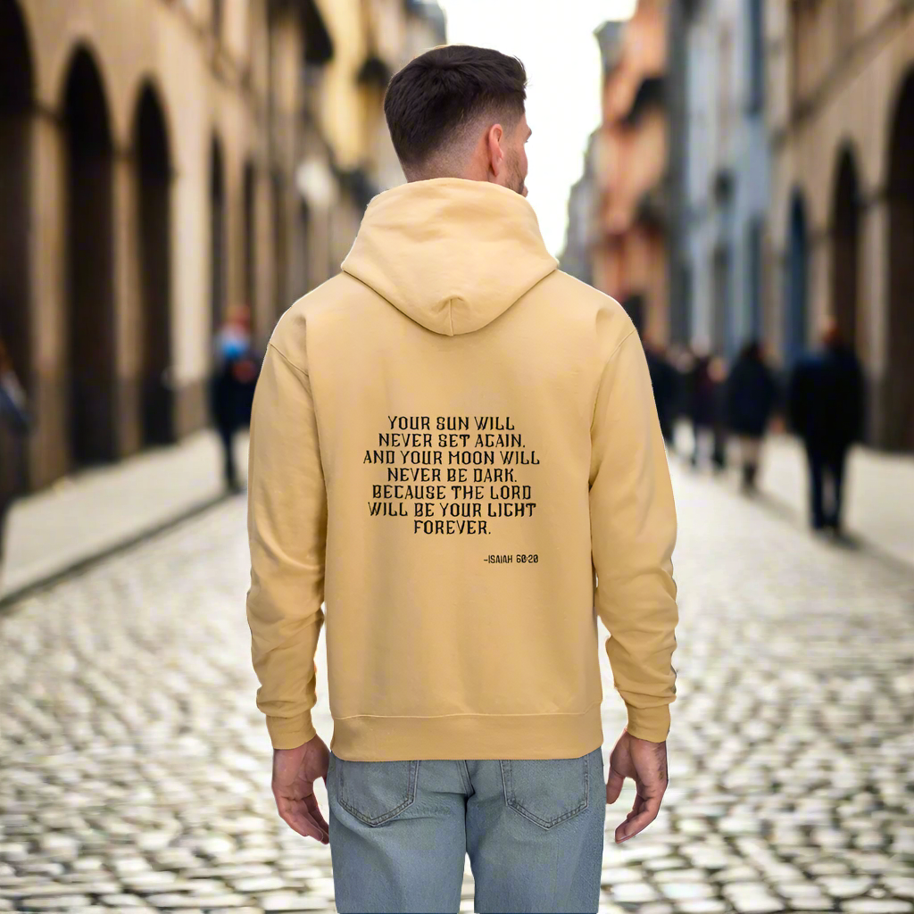 'Your sun will never set' Light Gold Hoodie Thrive Collection - light gold 
