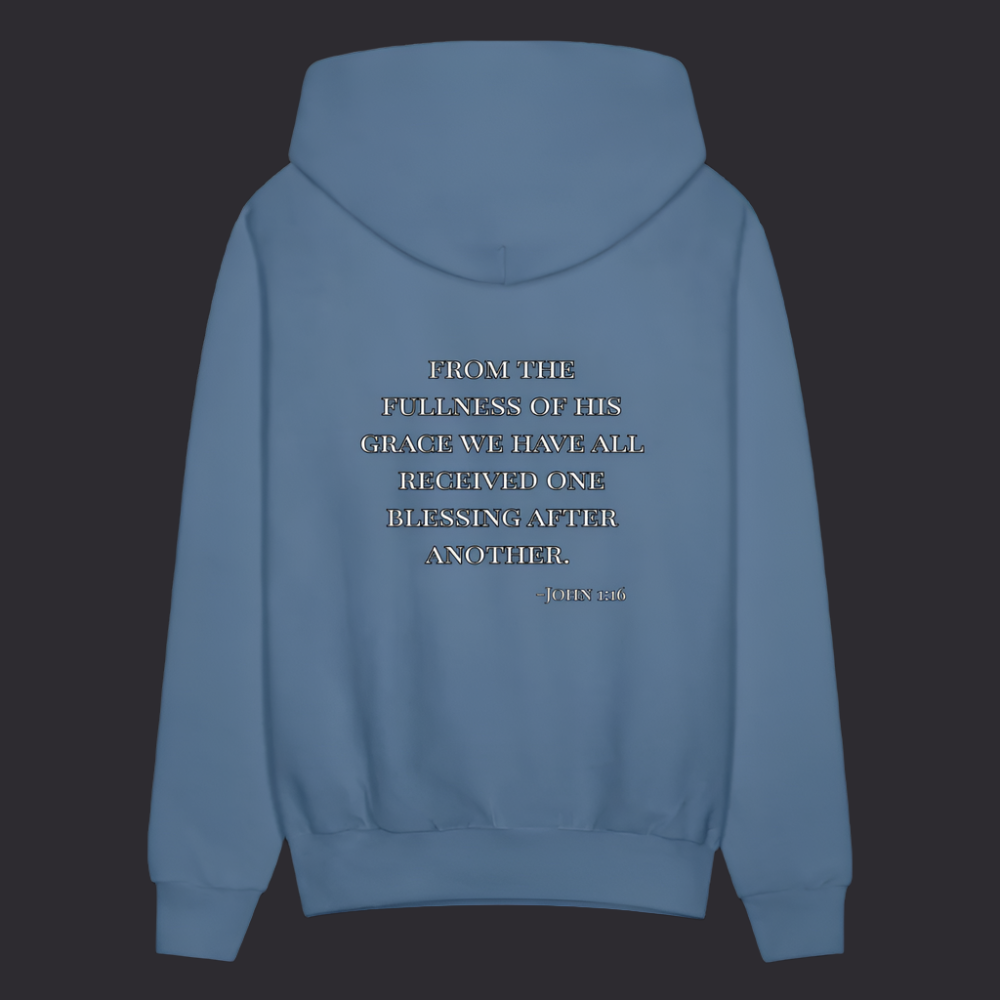 'Fullness of his Grace' Denim Blue Hoodie Thrive Collection - denim blue