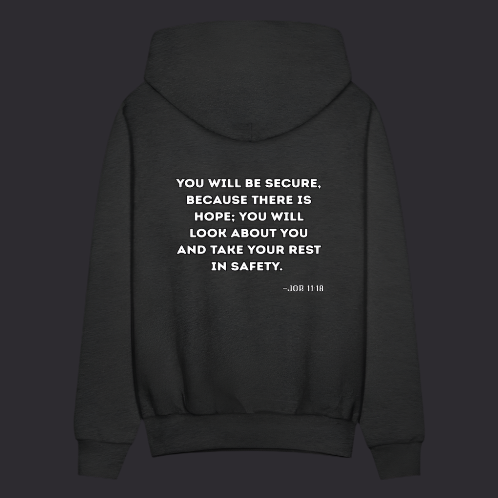 'You will be secure' Charcoal Gray Hoodie Strive Collection - charcoal grey