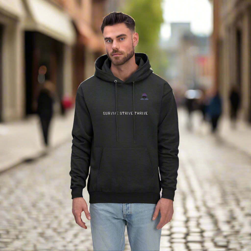 Boyz N The Hoodies Motto Royal Blue Hoodie Classic Design - charcoal grey
