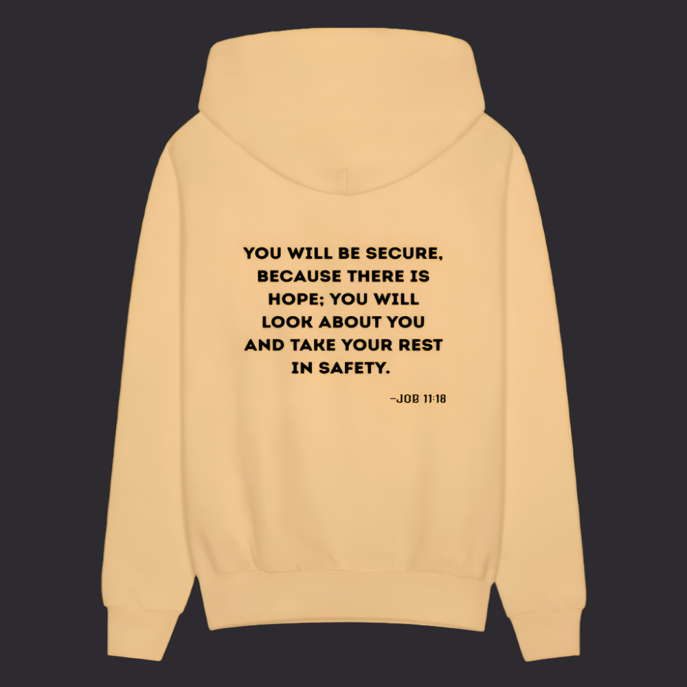 'You will be secure' Light Gold Hoodie Strive Collection - light gold 