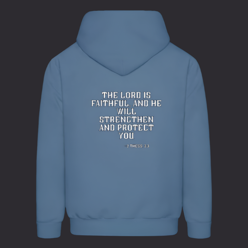 'The Lord Is Faithful' Demin Blue Hoodie Survive Collection - denim blue