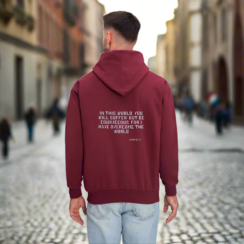 'Be Courageous' Burgundy Hoodie Survive Collection - burgundy
