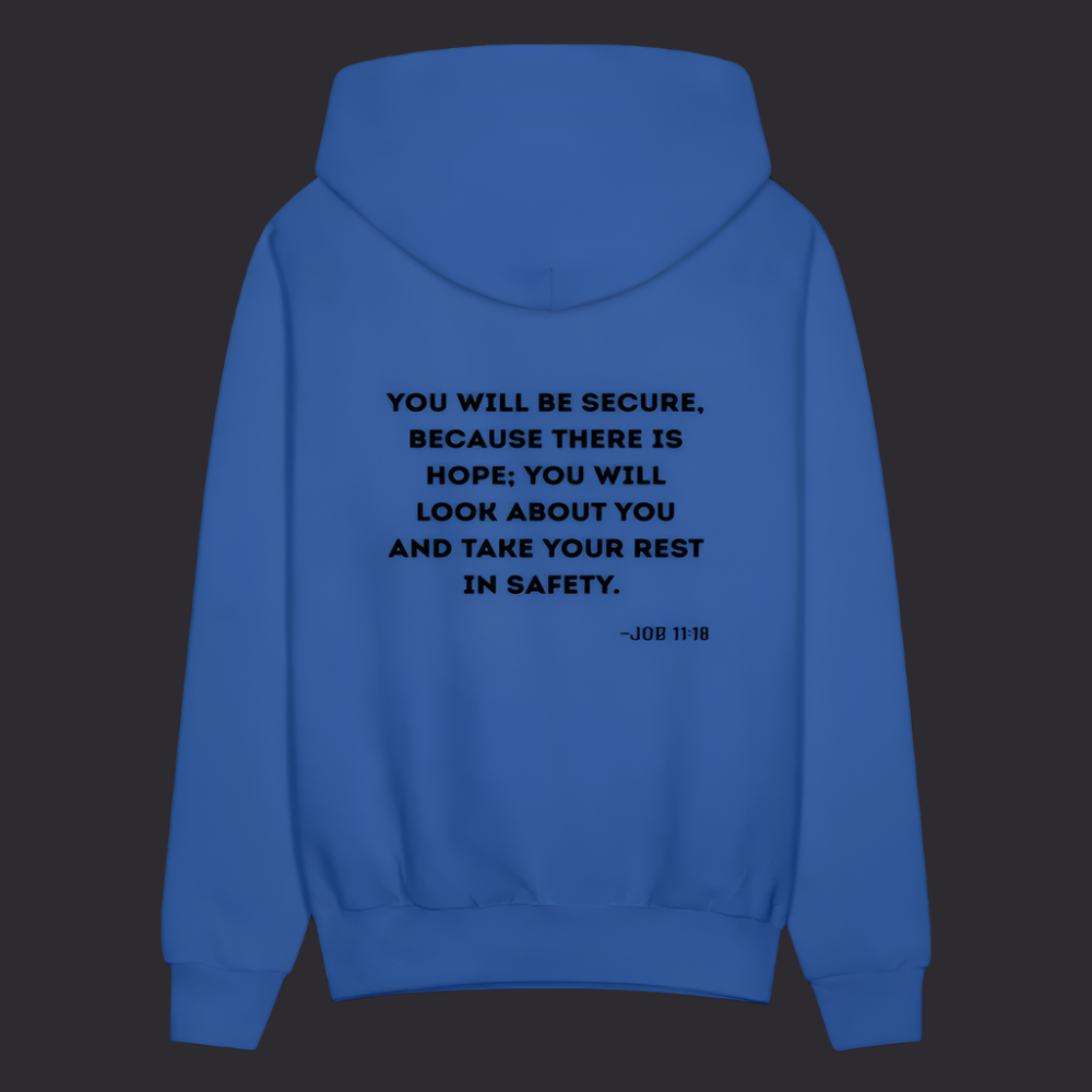 'You will be secure' Royal Blue Hoodie Strive Collection - royal blue