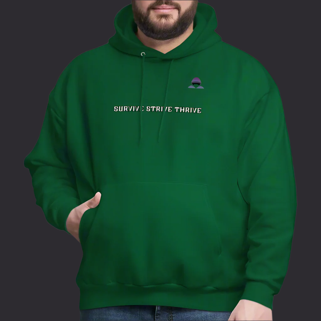 Boyz N The Hoodies Motto Forest Green Hoodie Classic Design - forest green