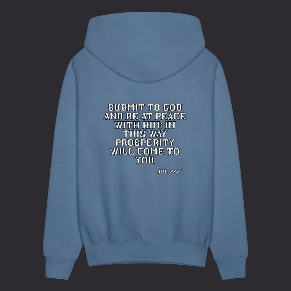 'Submit to God' Denim Blue Hoodie Strive Collection - denim blue