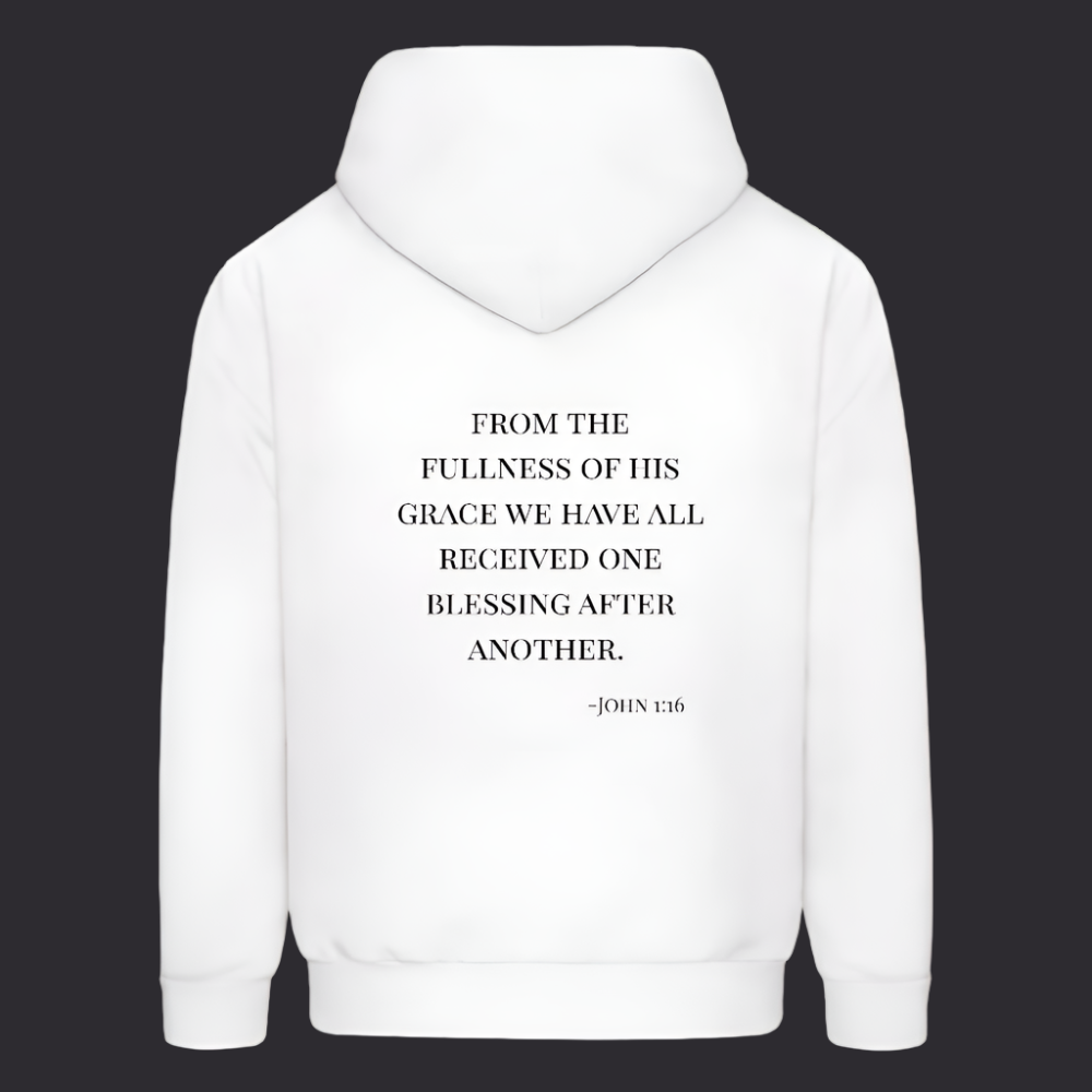 'Fullness of his Grace' Classic White Hoodie Thrive Collection - white