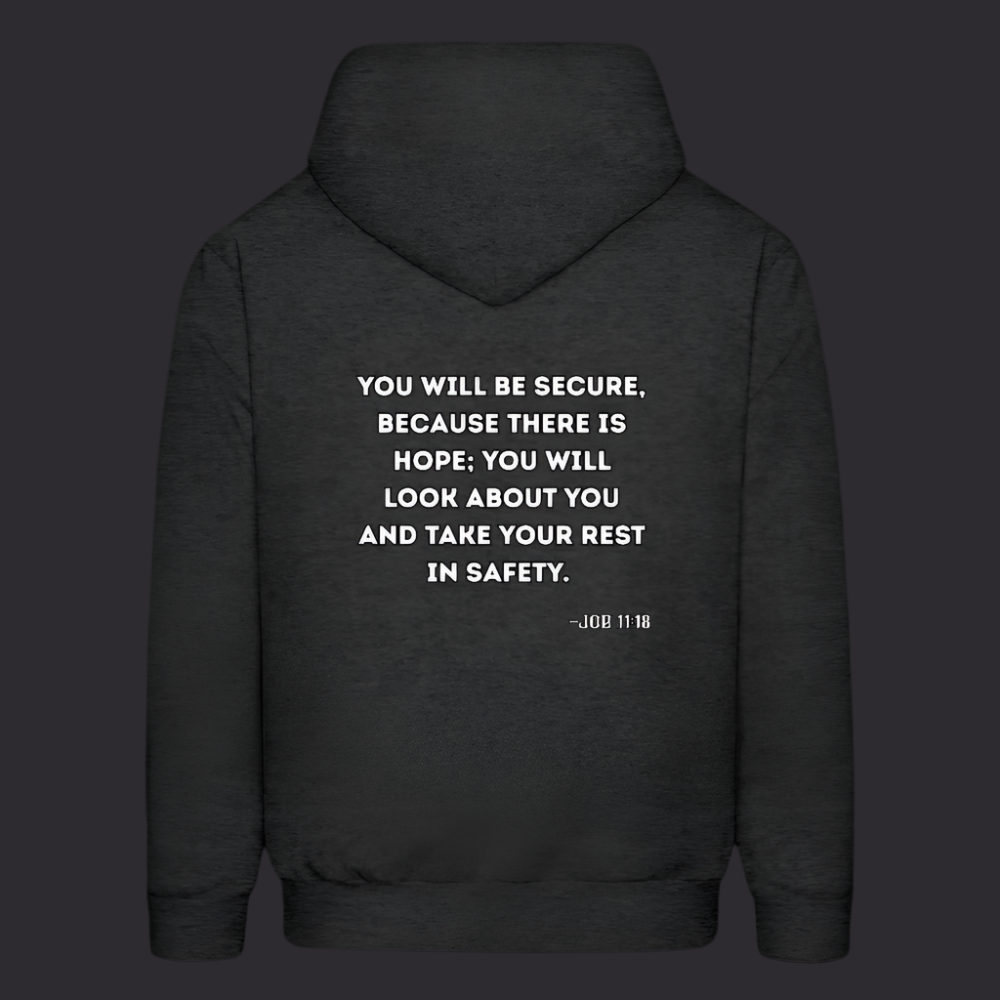 'You will be secure' Charcoal Gray Hoodie Strive Collection - charcoal grey