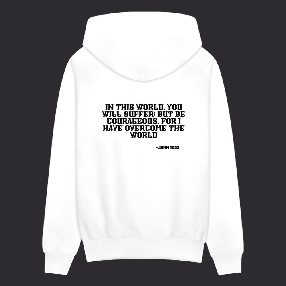 'Be Courageous' Classic White Hoodie Survive Collection - white