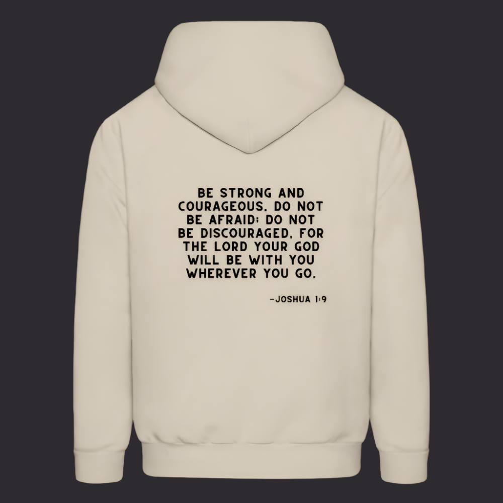 'Be Strong and Courageous' Sand Color Hoodie Strive Collection - Sand