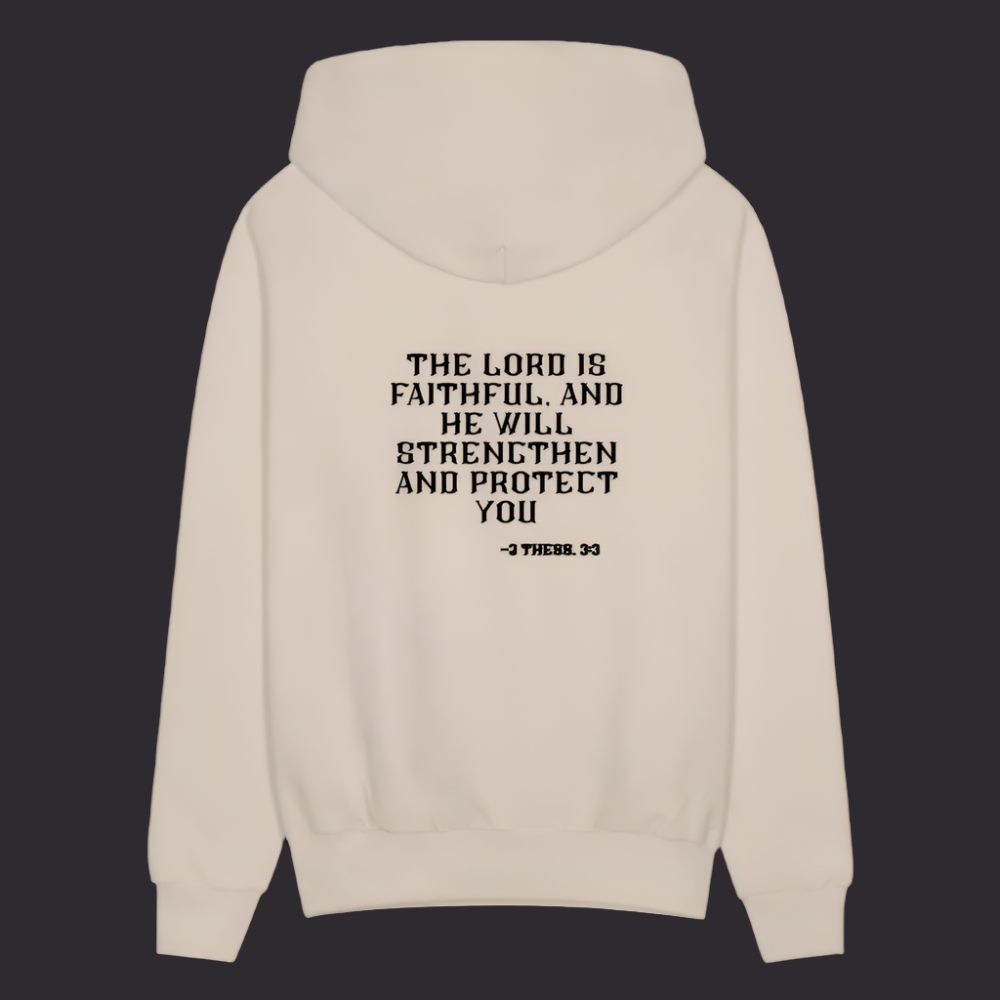 'The Lord Is Faithful' Sand Color Hoodie Survive Collection - Sand