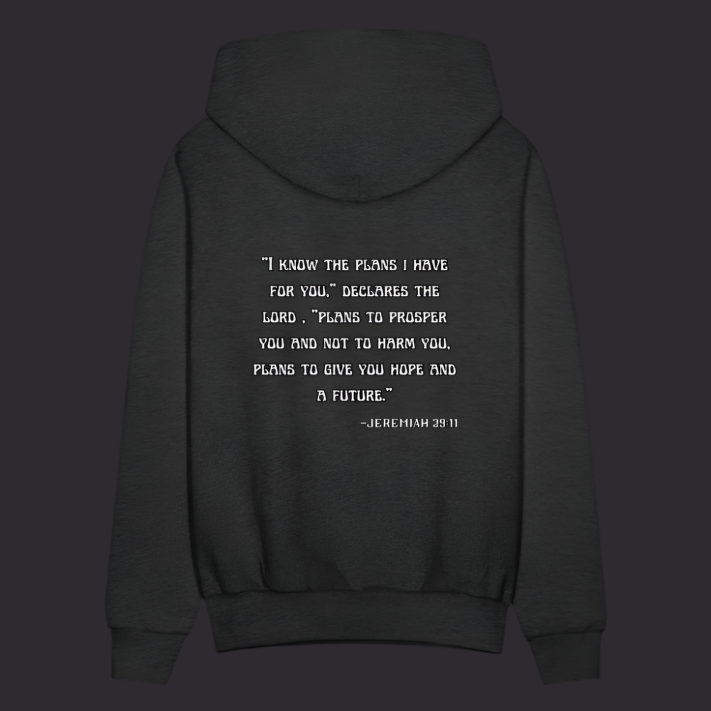'I know the plans' Charcoal Gray Hoodie Thrive Collection - charcoal grey