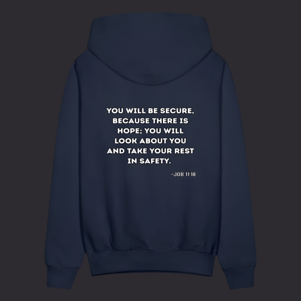 'You will be secure' Navy Blue Hoodie Strive Collection - navy