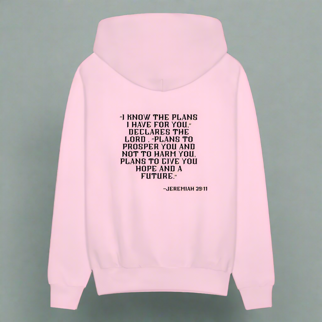 'I know the plans' Pink Hoodie Thrive Collection - pale pink