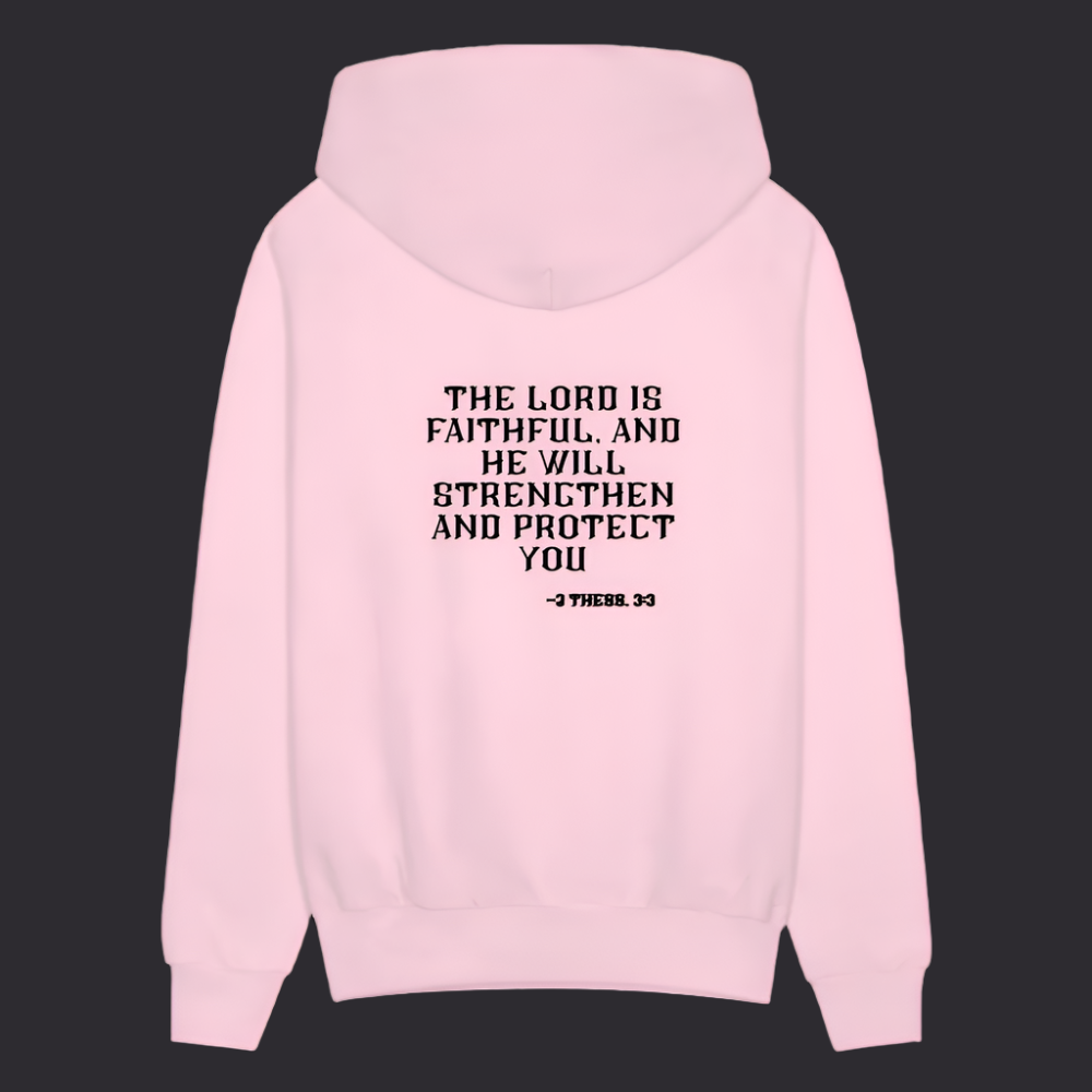 'The Lord Is Faithful' Pink Hoodie Survive Collection - pale pink