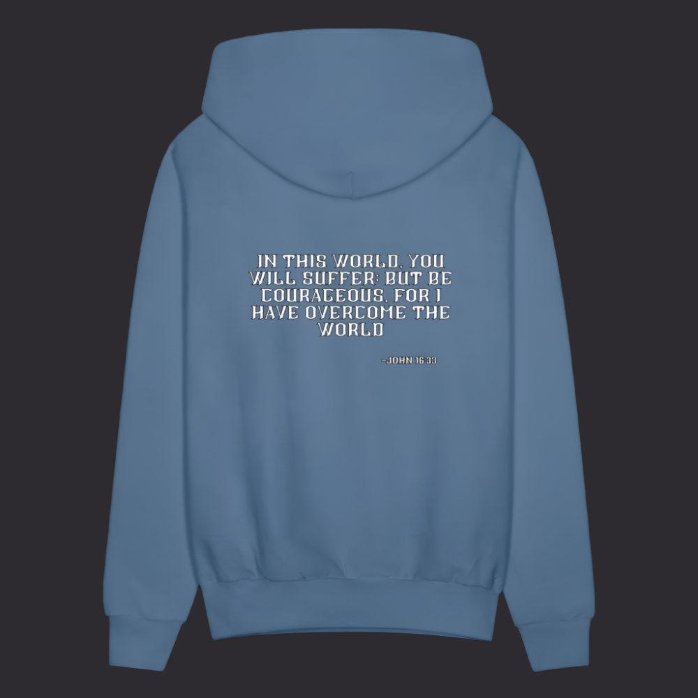 'Be Courageous' Denim Blue Hoodie Survive Collection - denim blue
