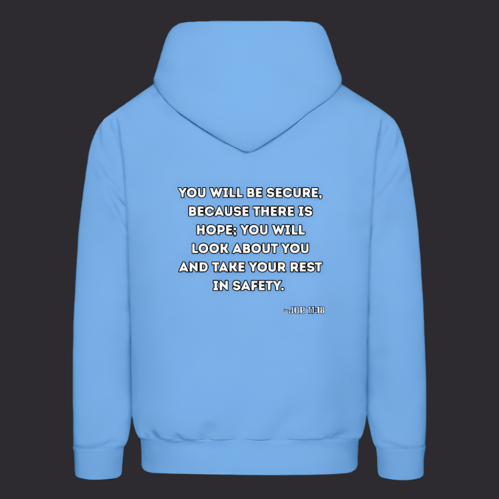 'You will be secure' Carolina Blue Hoodie Strive Collection - carolina blue
