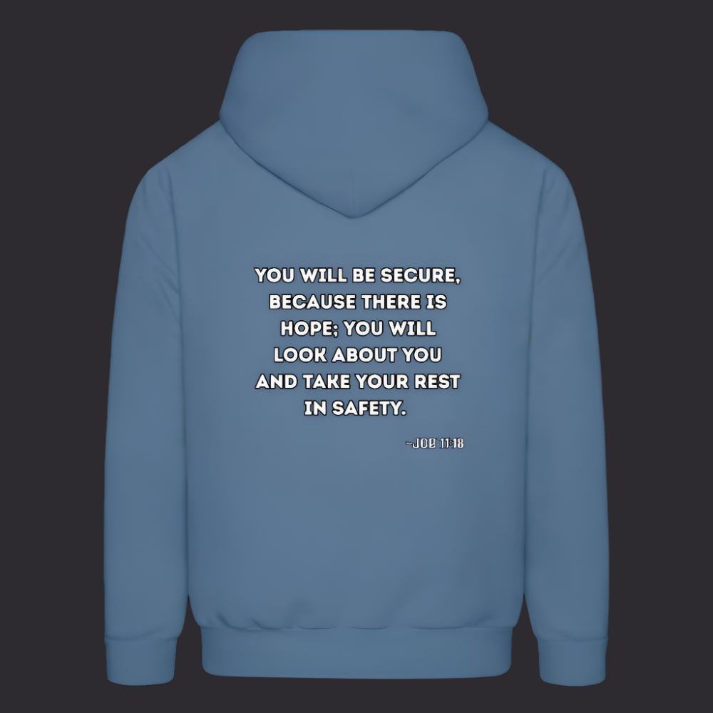 'You will be secure' Denim Blue Hoodie Strive Collection - denim blue