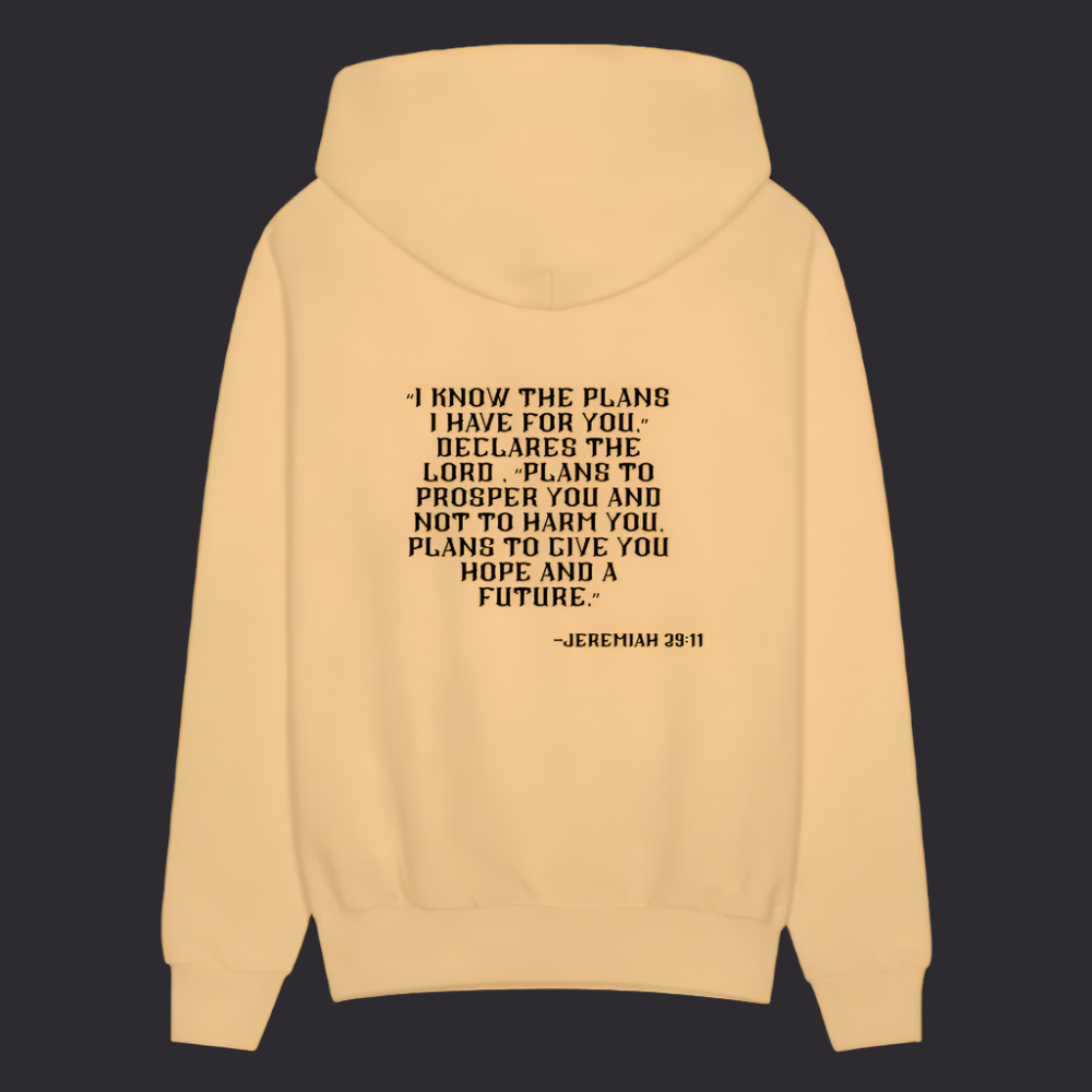 'I know the plans' Light Gold Hoodie Thrive Collection - light gold 