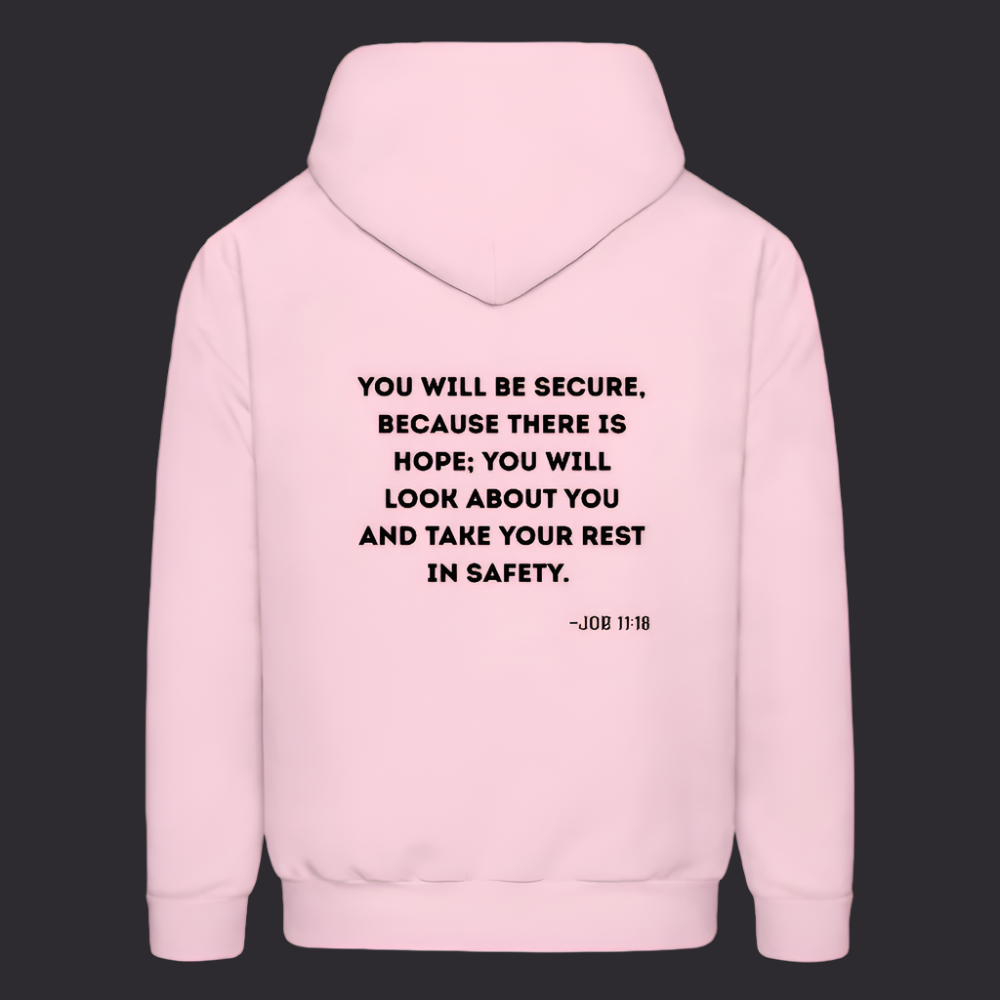 'You will be secure' Pink Hoodie Strive Collection - pale pink