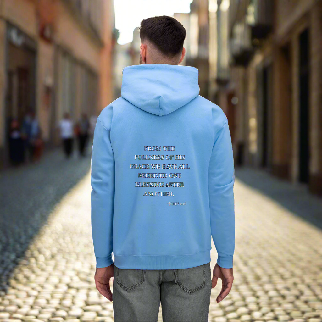 'Fullness of his Grace' Carolina Blue Hoodie Thrive Collection - carolina blue